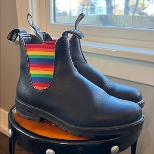 Blundstone Black Boots with Rainbow Accents